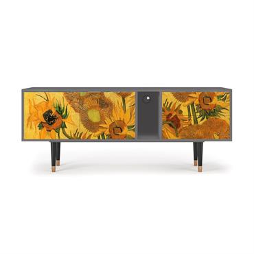 Meuble TV  jaune 2 tiroirs et 2 portes L 170 cm