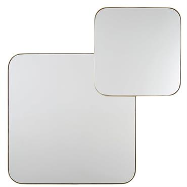 Miroir destructuré en métal doré 111x111