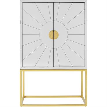 Armoire de bar en verre miroir et acier doré