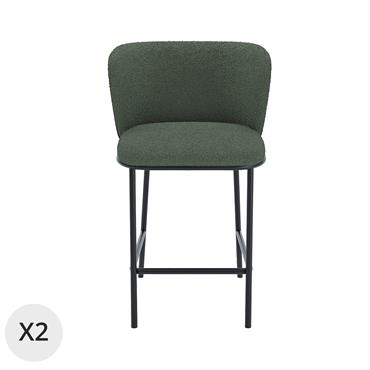 Lot de 2 tabourets de bar 66 cm en tissu bouclette vertLes fauteuils de bar César adoptent eux aussi la tendance de la bouclette, et on adore. On craque pour ...
