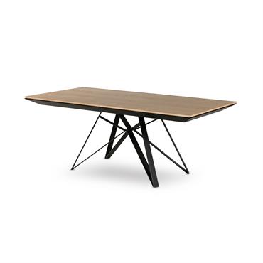Table à manger contemporain 200 cm noir / bois