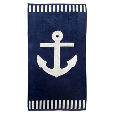 Serviette de plage éponge velours Houston 100x175 bleu marine
