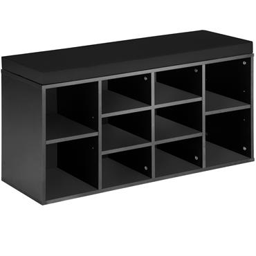 Meuble à chaussures banc effet bois noir