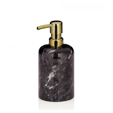 Distributeur de savon en marbre noir et métal doré