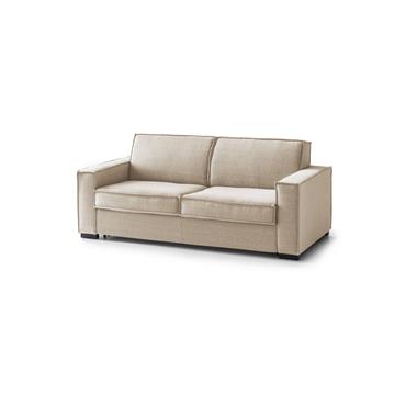 CANAPÉ LIT - Grand canapé 2 places, 100% Made in Italy, Canapé de salon à ouverture pivotante, en tissu rembourré, avec accoudoirs standards, 200x95h90 cm, Beige.  RÉSISTANCE ET CONFORT ...