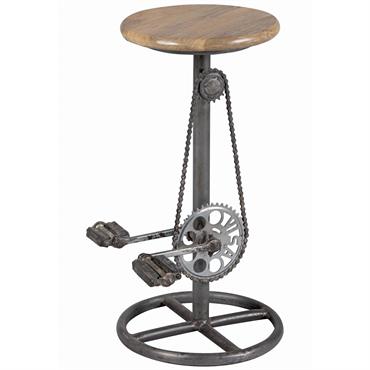 Tabouret forme Pédalier Vasken.Proposant un style industriel pour le moins original, ce tabouret ne pourra qu'attirer l'attention de vos convives avec son repose-pieds en forme de pédalier. Piètement en acier, ...