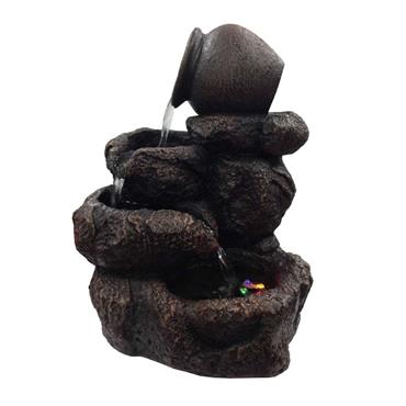 Fontaine d'intérieur Jarre en résine marron et éclairage led - H31cm