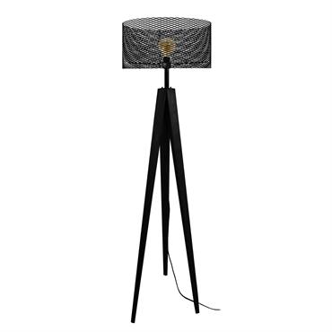 Lampadaire trépied bois noir D45xP45xH160 cm