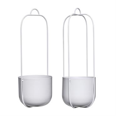 Set de 2 Pot suspendu en métal gris
