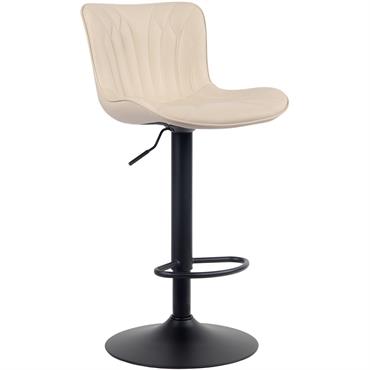 Tabouret de bar ajustable pivotant similicuir Crème