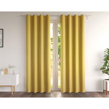 Rideau occultant 135x260 jaune curry en polyester