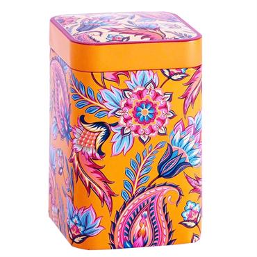 Boite métal orange pour le thé contenance 100g