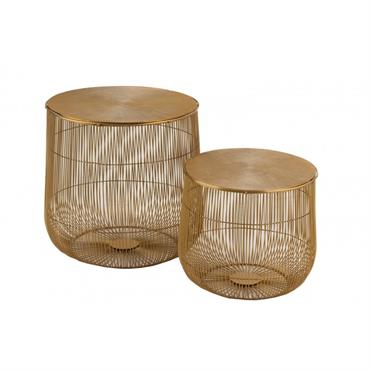Set de 2 tables gigognes panier métal or