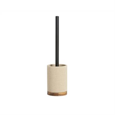 Brosse WC en polyrésine beige et bois d acacia.Dimensions: 9.5x9.5x39.5cmCouleur: beige et boisMatière: Polyrésine et bois acacia 