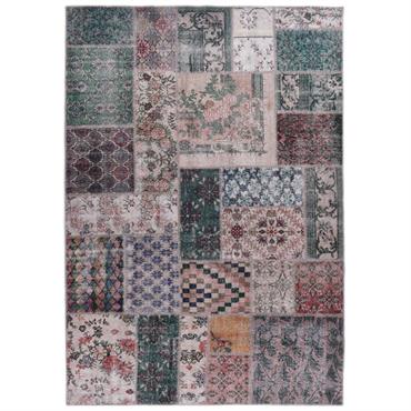 Tapis vintage tissé plat patchwork - multicolore 160x230 cm
