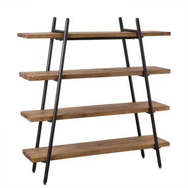 Etagère pyramidale 4 niveaux en teck recyclé et métal noir
