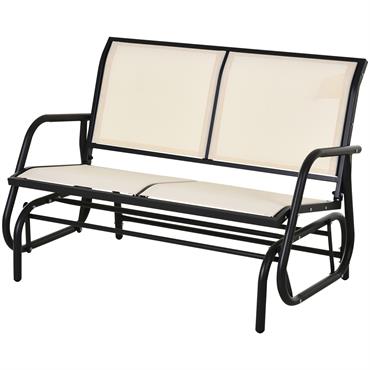 Banc à bascule de jardin 2 places contemporain acier textilène beige