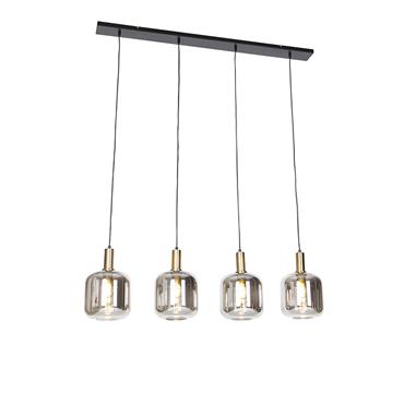 Suspension design noir or verre fumé 4 lumières