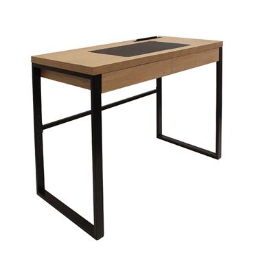 Bureau  plateau effet bois et piètement noir