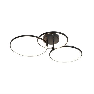 Plafonnier noir avec LED dimmable 3 lumières