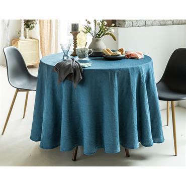 Nappe ronde bleu 235x235 en polyester
