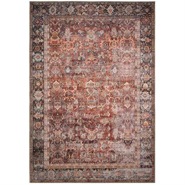 Tapis vintage motif fleuris rouge et bleu – 160x230
