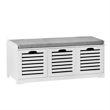 Banc d'entrée 3 cubes effet bois blanc
