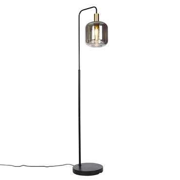 Lampadaire design noir verre doré fumé