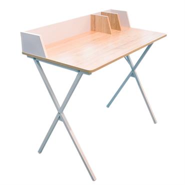 Bureau industriel effet bois blanc
