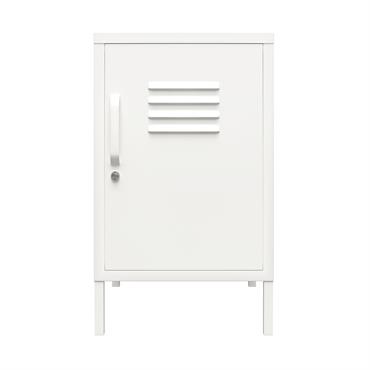 Table d'appoint avec 1 porte en métal blanc