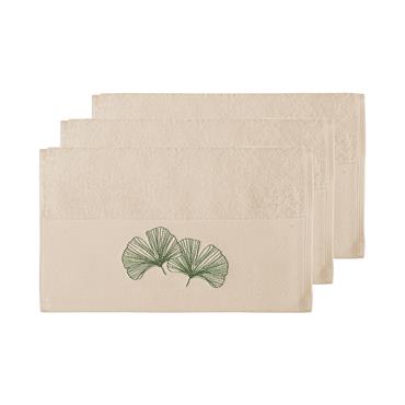 Lot de 3 serviettes invité en coton Blanc Cassé 30x50 cm