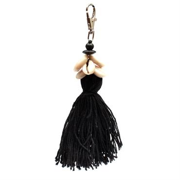 Porte-clés à pompon the cowrie noir