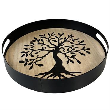 Plateau arbre de vie 30 cm Bois et Métal Diamètre 30 cm - Hauteur 4.5 cm Apportez une touche d'élégance naturelle et de sophistication à votre maison avec notre plateau ...