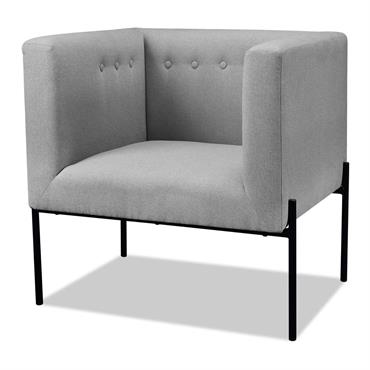 Fauteuil assise polyester gris pieds métal