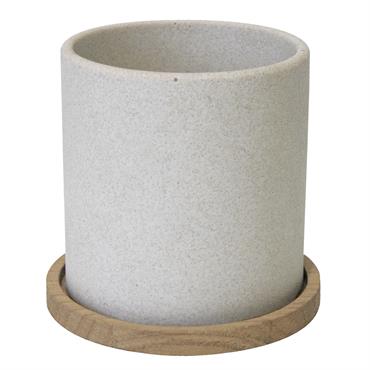 Pot multi-usage en poudre de verre reconstitué blanc 9x9x9cm