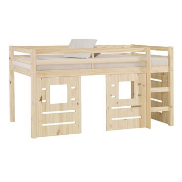 Lit mi-hauteur bois massif 90x200 cm