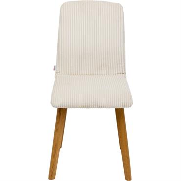 Chaise en polyester côtelé crème et chêne