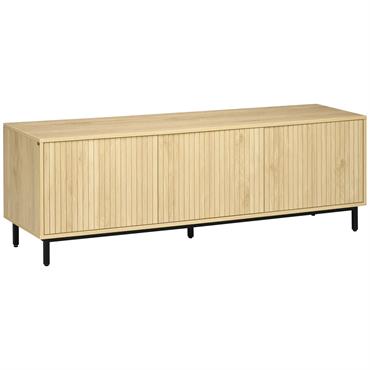 Meuble TV banc TV design Urban Craft - acier noir aspect bois clair