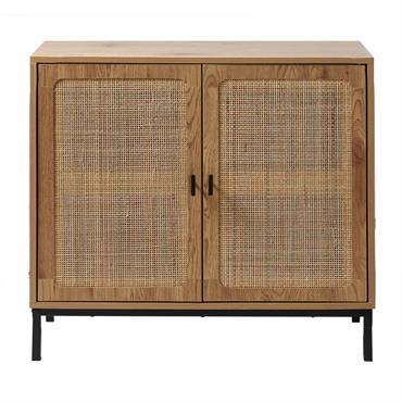 Buffet 2 portes en rotin naturel marron - Largeur 80 cm