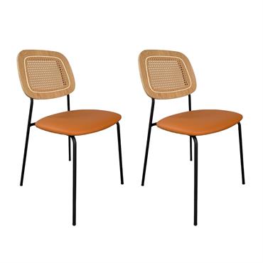 Lot de 2 Chaises en simili cuir orange design