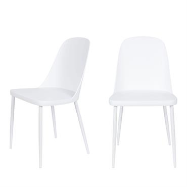 Lot de 2 chaises en résine et métal - Blanc
