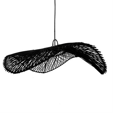 Suspension rotin diamètre 75cm noir