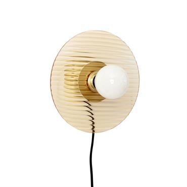 Lampe murale avec ampoule en verre et métal ambre et laiton