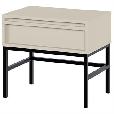 Table de chevet avec tiroir et cadre grège 50x34 cm