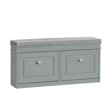 Banc de rangement à chaussures 2 abattants effet bois gris clair