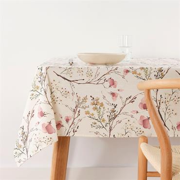 Nappe enduite anti-taches en coton Multicolore 155x155 cm