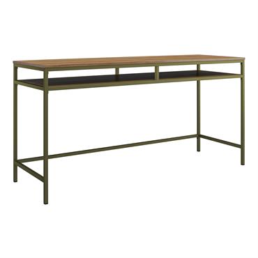 Bureau en effet noyer avec cadre en métal vert