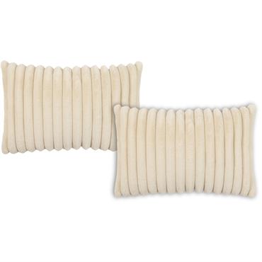 Housses de coussin moelleux imitation fourrure beige-Lot de 2- 40x60