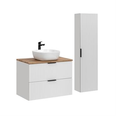 Ensemble meuble vasque colonne stratifiés blanc