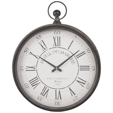 Horloge murale gousset en métal noir 41x51